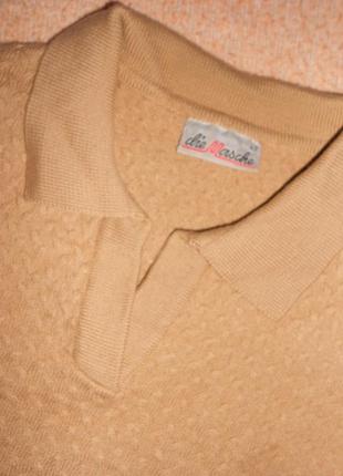 Шерстяной свитер polo фактурной вязки - с заниженным плечом 44-46 р2 фото