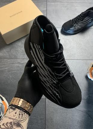 Мужские высокие кроссовки адидас изи, чёрные демисезонные yeezy basketboll quantum black