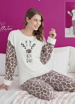Пижама женская махровая теплая eliz , домашний комплект кофта и штаны