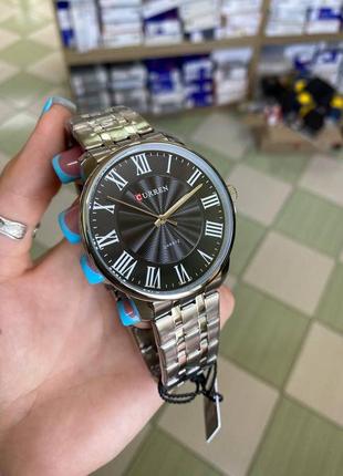 Чоловічий наручний кварцовий годинник curren 8422 silver-black