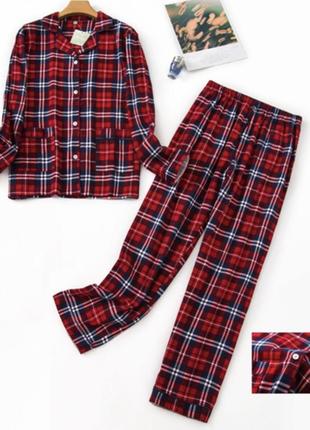 Теплая пижама женская маршмеллоу bsailen s красный в клетку