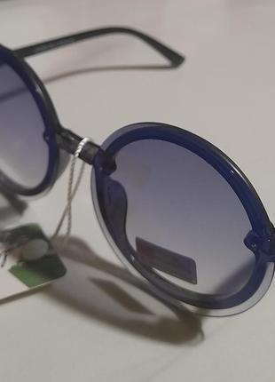 Очки солнцезащитные uv400 круглые, полу прозрачные, слегка зеркальные, синие