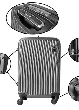 Комплект пластиковых чемоданов fly 2062 набор 3 штуки 4-колеса бронза2 фото