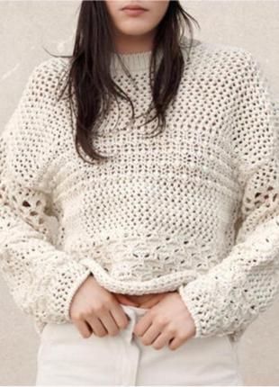Zara  свитер  крупной вязки ажурный6 фото
