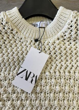 Zara  свитер  крупной вязки ажурный8 фото