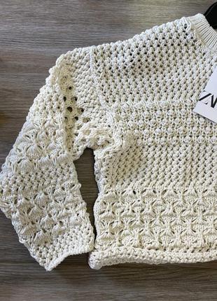 Zara  свитер  крупной вязки ажурный9 фото