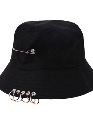 Панама панамка шляпа шапка черная с кольцами и булавкой качественная новая