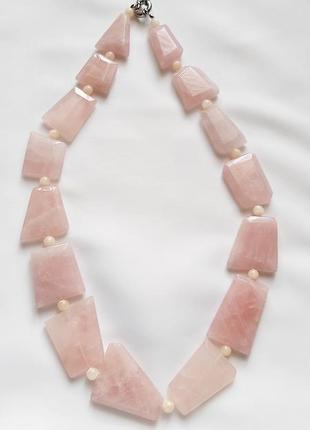 Бусы розовый кварц ожерелье натуральный камень