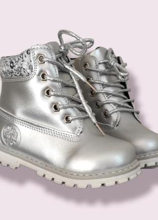 Детские зимние ботинки для девочки серебро3 фото