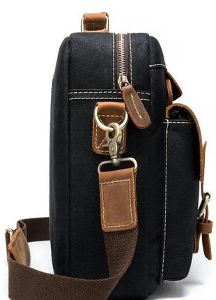 Чоловіча сумка-портфель текстильна зі шкіряними вставками3 фото