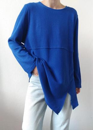 Хлопковый свитер оверсайз джемпер электрик винтажный свитер хлопок джемпер пуловер реглан лонгслив кофта синяя свитер коттон кофта винтаж свитер5 фото