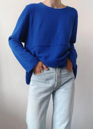 Хлопковый свитер оверсайз джемпер электрик винтажный свитер хлопок джемпер пуловер реглан лонгслив кофта синяя свитер коттон кофта винтаж свитер9 фото