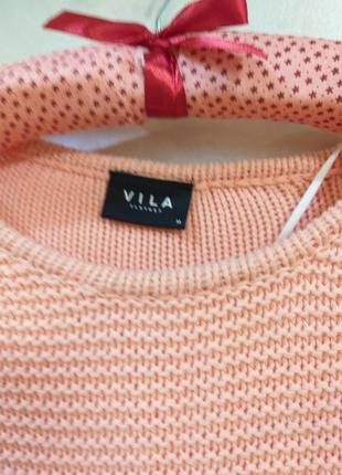 Короткое трикотажное платье vila clothes персикового цвета4 фото