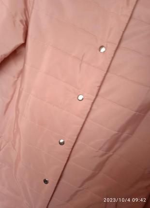 Нежное розовое ультра тонкий пуховик демисезонное пальто курточка удлиненная s the lace2 фото