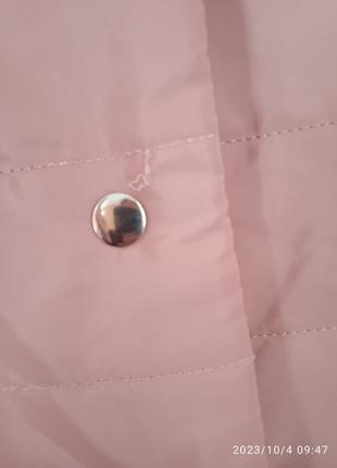 Нежное розовое ультра тонкий пуховик демисезонное пальто курточка удлиненная s the lace3 фото