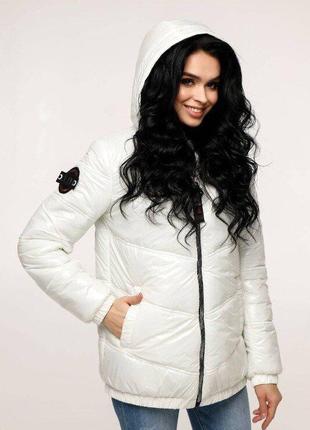 Куртка лаковая женская демисезонная лак белый, р.44-54, украина2 фото