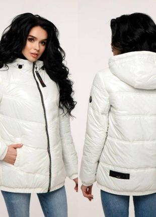 Куртка лаковая женская демисезонная лак белый, р.44-54, украина1 фото