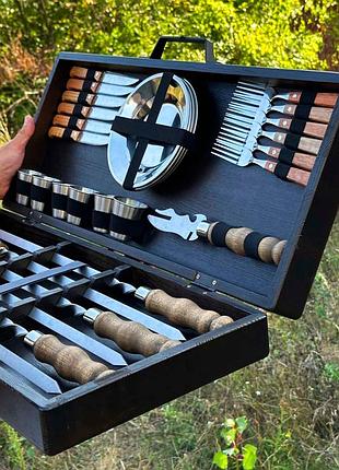 Набір для гриля та барбекю у дерев'яному кейсі "бадьорий" (sp00393)