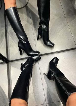 Мега круті стильні чоботи сапожки натуральна шкіра фірми zara