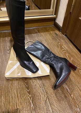 Мега круті стильні чоботи сапожки натуральна шкіра фірми zara