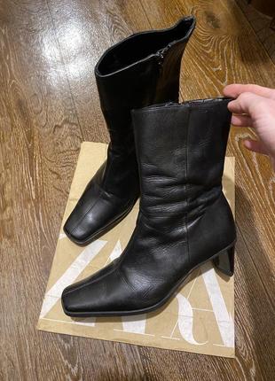 Мега стильные удобные ботинки ботильоны натуральная кожа esprit с актуальным квадратным носком