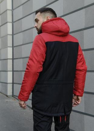 Мужская куртка парка nike черная-красная зима2 фото