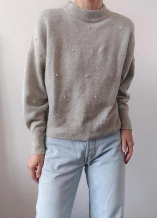 Сірий светр шерстяний джемпер h&m светр шерсть джемпер пуловер реглан лонгслів кофта сіра4 фото