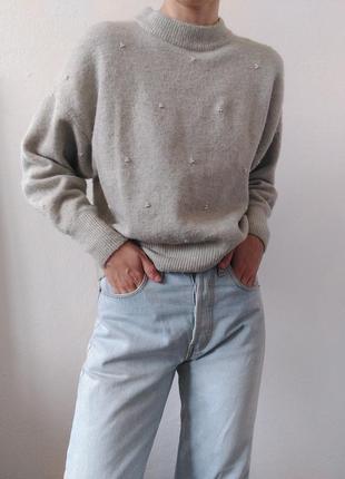 Серый свитер шерстяной джемпер h&amp;m свитер шерсть джемпер пуловер реглан лонгслив кофта серая7 фото