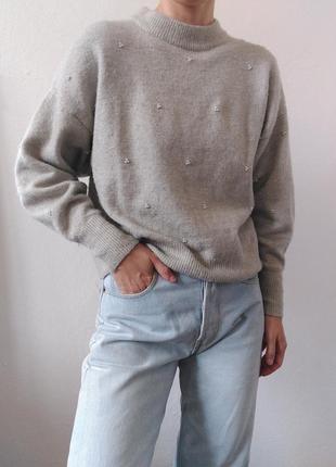 Сірий светр шерстяний джемпер h&m светр шерсть джемпер пуловер реглан лонгслів кофта сіра6 фото