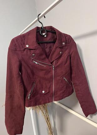 Куртка косуха размер xs-s, куртка демисезонная,косуха под замш, косуха бордового цвета1 фото