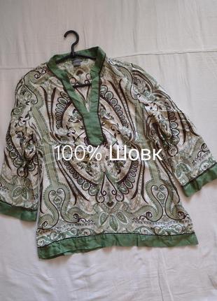 //блуза181023 //ann-taylor рубашка  блузка бохо вінтаж в принт етно ретро шовк шовкова5 фото