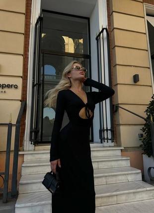 ❤️ шикарное длинное черное платье черное черное женское женское платье длинное платье женская2 фото
