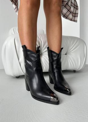 Стильные черные женские ботинки-казаки,колбойки укороченные, зимние, экокожа,женская обувь на зиму 20245 фото
