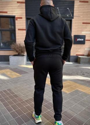 Зимовий спортивний костюм nike з начосом чорна кофта на змійці+ чорні штани7 фото