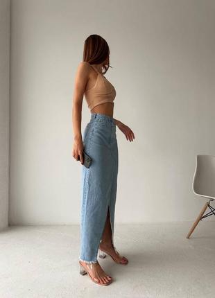 Трендовая джинсовая юбка длинная 🌟3 фото