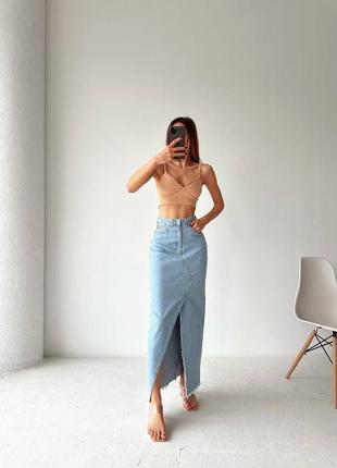 Трендовая джинсовая юбка длинная 🌟1 фото