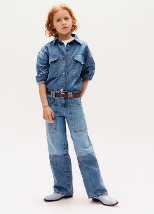 Джинсова сорочка zara, джинсовая рубашка zara, джинсова рубашка на дівчинку 9/10, 11/12 років, верхня сорочка.4 фото