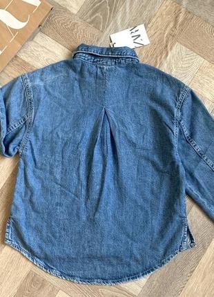 Джинсова сорочка zara, джинсовая рубашка zara, джинсова рубашка на дівчинку 9/10, 11/12 років, верхня сорочка.7 фото