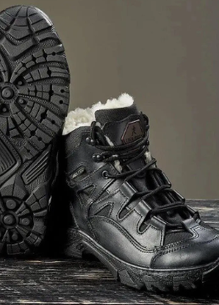 Ботинки военные тактические женские зима черные3 фото