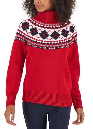 Червоний в'язаний светр xl tommy hilfiger оригінал теплий джемпер гольф кофта7 фото