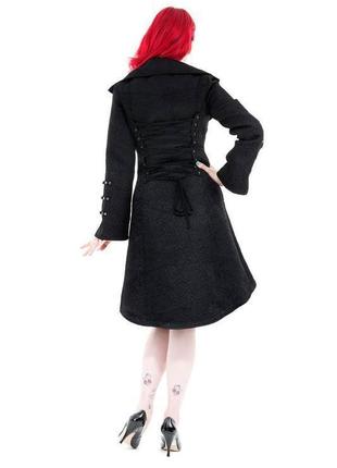 Брендовое черное фактурное демисезонное пальто с карманами милитари hearts & roses коттон2 фото