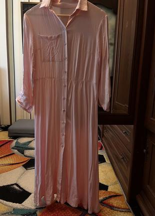 Легкое розовое платье из батиста , размер 46