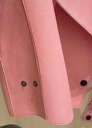 Куртка косуха короткая розовая эко кожа4 фото