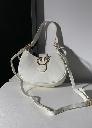 Нарядная белая сумка в подарок в стиле багет бренда.     pinko mini brioche bag hobo8 фото