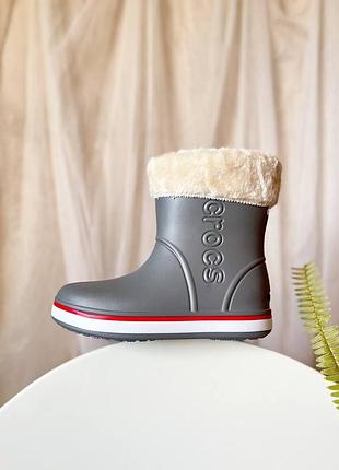 Сапоги резиновые женские серые тёплые осенние весенние зимние осінні весняні