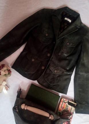 Вінтажний шкіряний жакет, піджак, кожанка, кожаный жакет