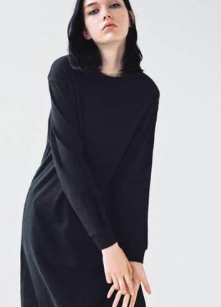 Черное трикотажное хлопковое платье zara3 фото