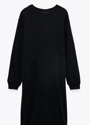 Черное трикотажное хлопковое платье zara4 фото