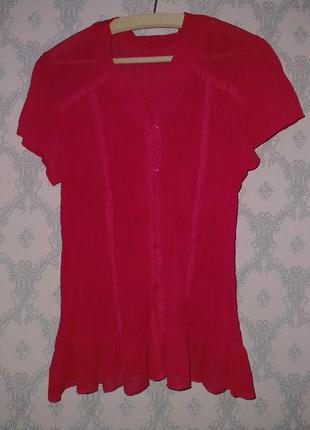 Женская красная блуза рубашка жатка винтаж