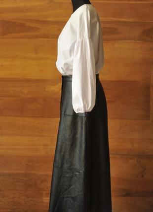 Черная кожаная юбка с пуговицами миди женская only, размер s2 фото
